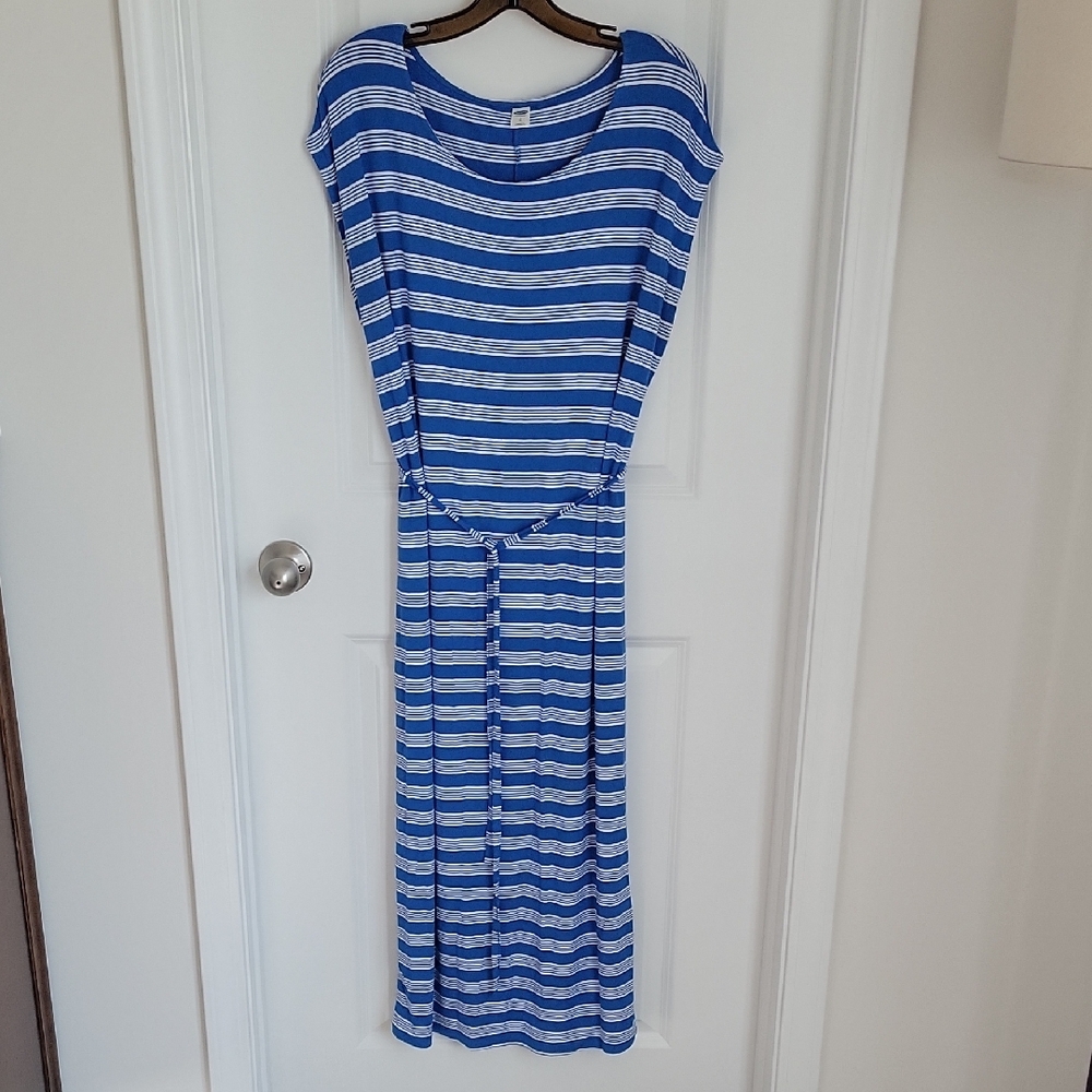 Blue and White Striped Dress